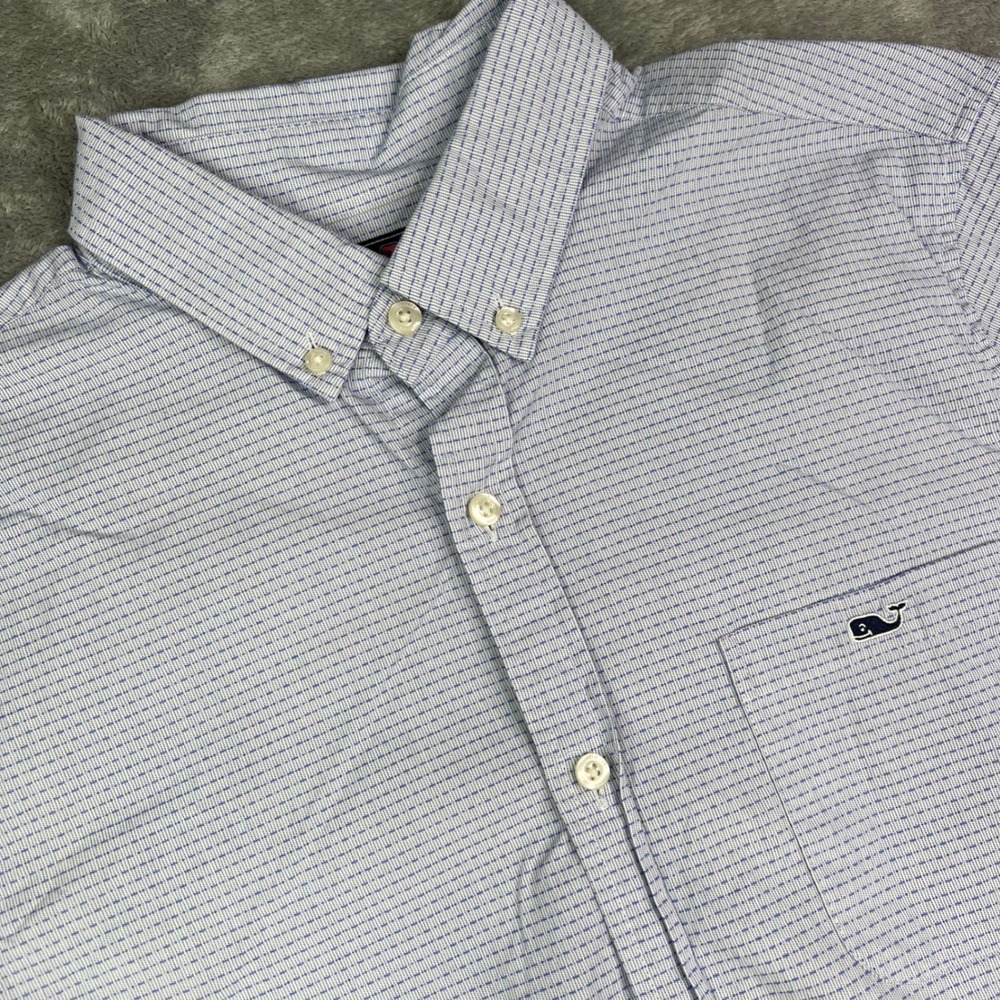 Vineyard Vines Slim Fit Tucker Shirt Mens S Blue Dragonfish Short Sleeve Stretch